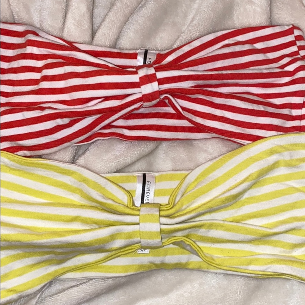 Cropped bow bandeau tops (forever 21)